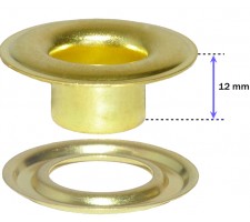 SPGW #2XL (3/8") (Long Neck 12mm) Inside Hole :9,5mm Self-Piercing Grommets & Washers (500 Sets) Color Brass