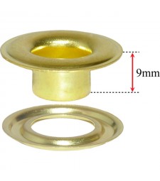 SPGW #3L (7/16") Long Neck 9mm Self-Piercing Grommets & Washers Made Of High Quality Solid Brass(500 Sets) Color Brass