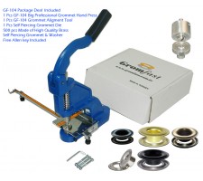 GF-104 Grommet Hand Press With #1-J (1/4") (6mm)Self Piercing Grommet & Washer 500Pcs & Die & Aligment Tool Set