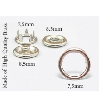 7.5 mm Open Cap  Prong Snaps  100 pcs set Made of High Quality Brass